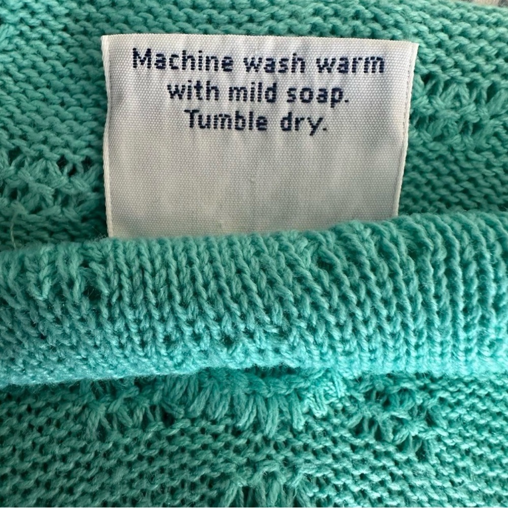 V-Neck Knit Cottagecore Textured Sweater Green Teal M/L - Picture 6 of 6